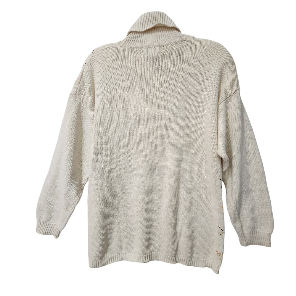 VTG Haberdashery Womens Sequined Sweater Beige Beaded Argile Sparkly SZ LG Ramie - Picture 6 of 6
